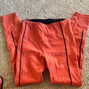 ZYIA Orange Athletic Leggings with Black Trim
